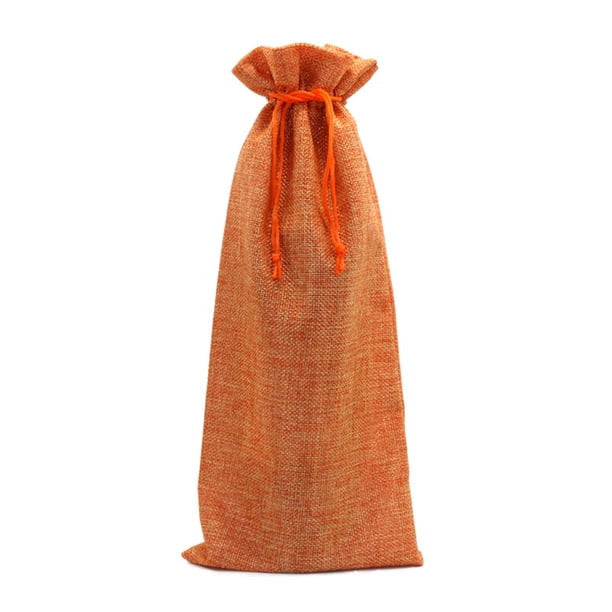 sweethay Bolsa de almacenamiento de vino con cordón, organizador portátil de regalos de champán para fiestas, bolsa de lino para Hotel, Almacenamiento y organización del hogar Naranja