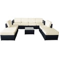 thumbnail image 5 of Mcombo Patio Furniture Sectional 9 Pieces Wicker Sofa Set All-Weather Outdoor Seating Black Rattan Conversation Chair Set with Thick Cushions and Tea Table Black 6085-1009CW, 5 of 10