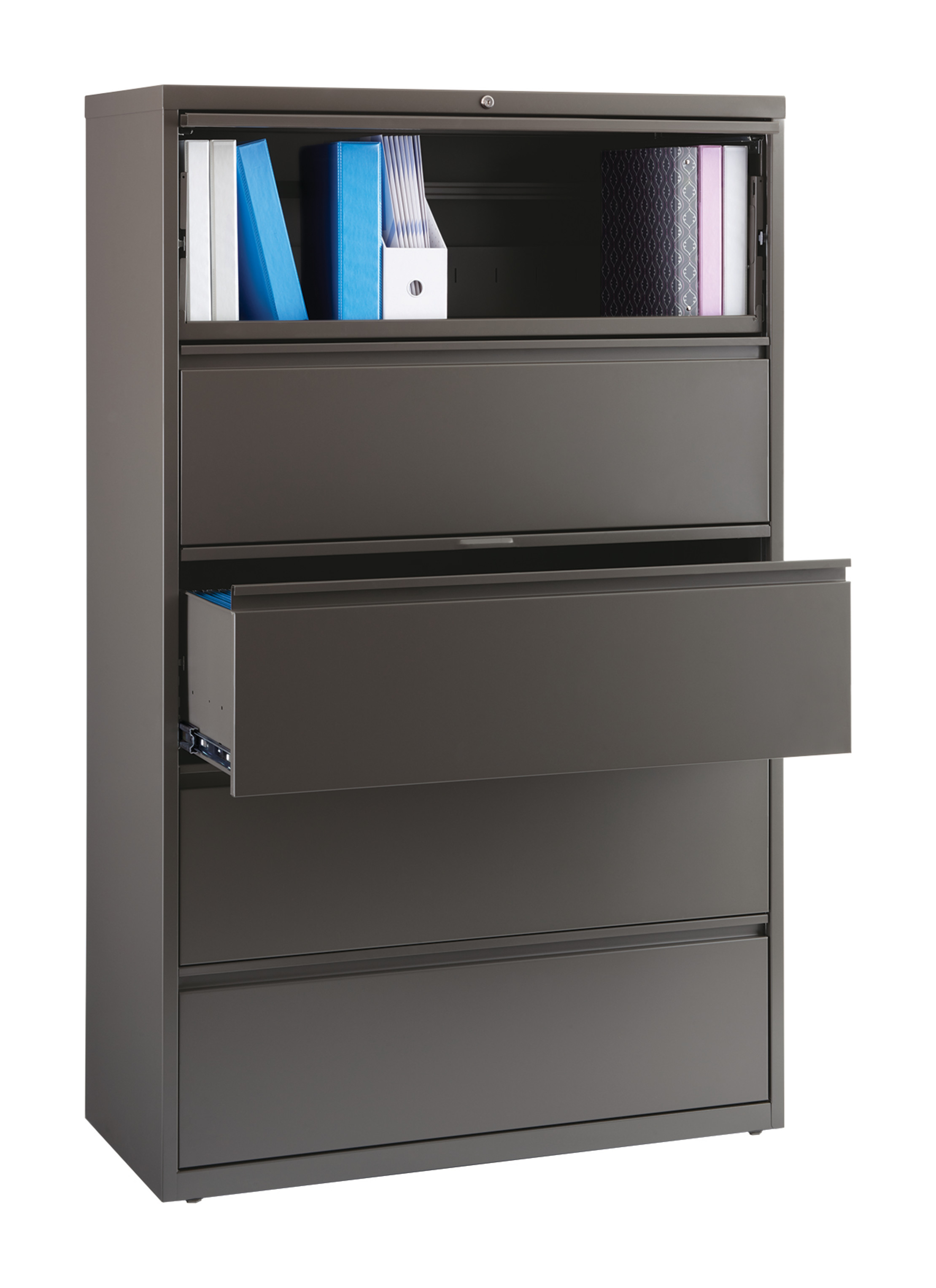 Hirsh 42 inch Wide 5 Drawer Metal Lateral File Cabinet for Home and Office, Holds Letter, Legal and A4 Hanging Folders, Medium Tone Brown - image 5 of 6