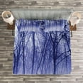 thumbnail image 3 of Ambesonne Forest Quilted Bedspread Set 3 Pcs, Winter Woodland Foggy, Queen Size, Purple Black Grey, 3 of 3