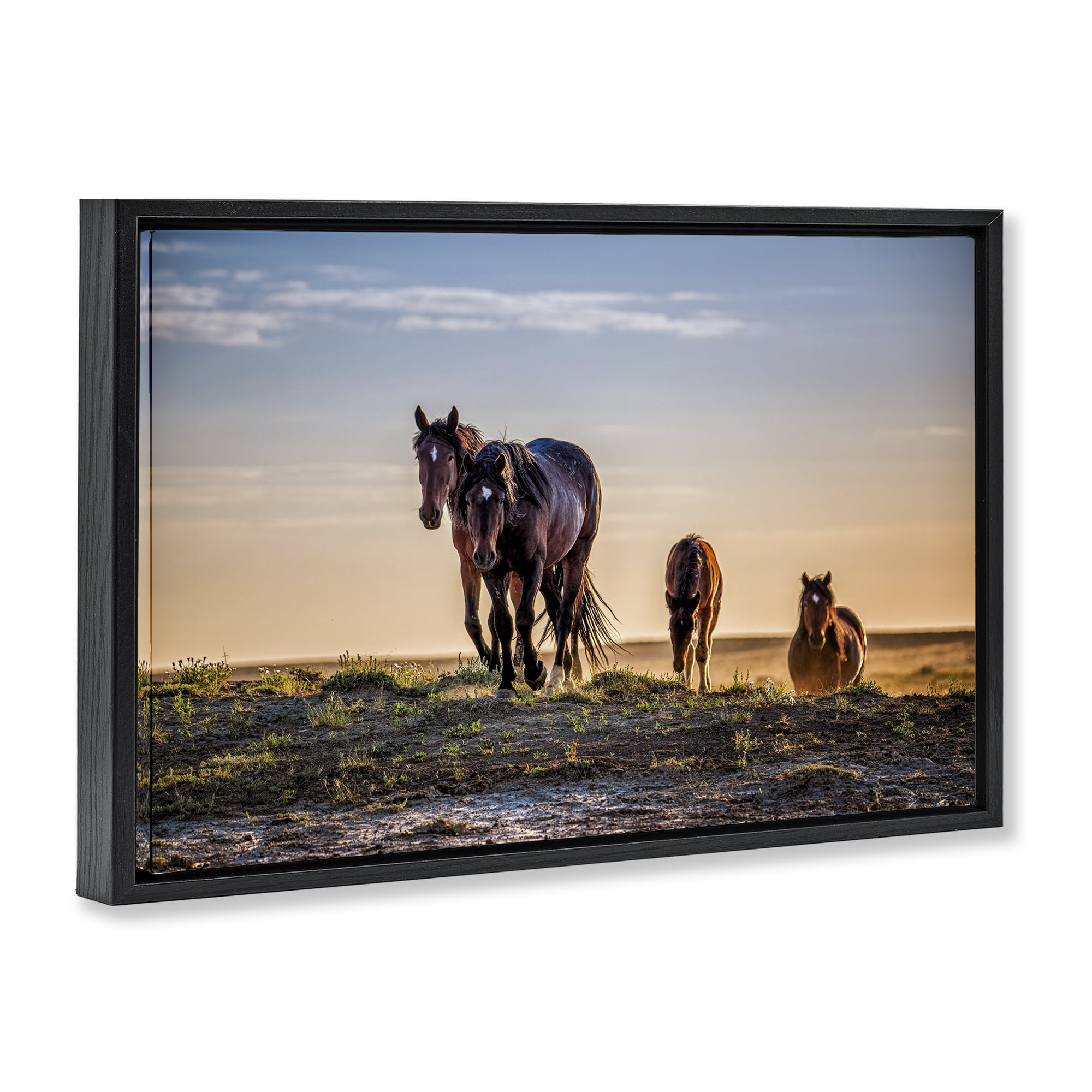 Stupell Industries Horses Coming Home Black Framed Floater Canvas Wall Art, design by Tim West