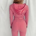 thumbnail image 4 of Mujeres con cuello en V Manga larga Tops Pantalones largos Dos piezas Conjunto sólido Traje casual Wmkox8yi bvn3069, 4 of 7