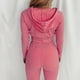 thumbnail image 4 of Mujeres con cuello en V Manga larga Tops Pantalones largos Dos piezas Conjunto sólido Traje casual Wmkox8yi bvn3071, 4 of 7