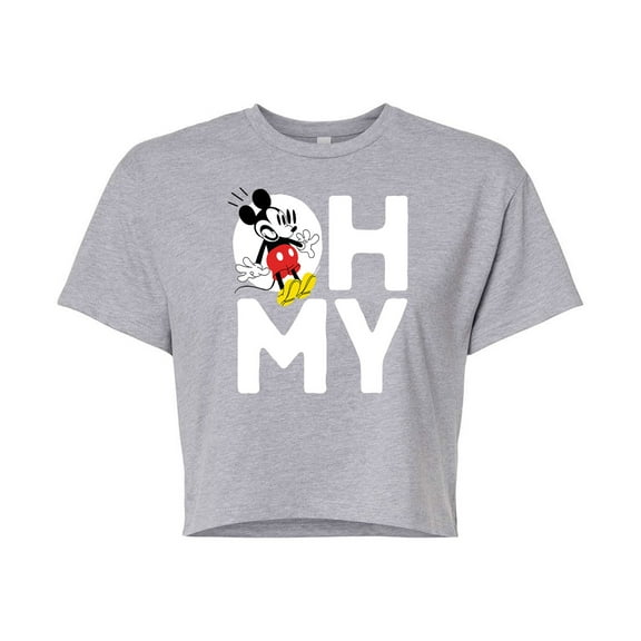 Mickey & Friends - Oh My - Juniors Cropped Cotton Blend T-Shirt