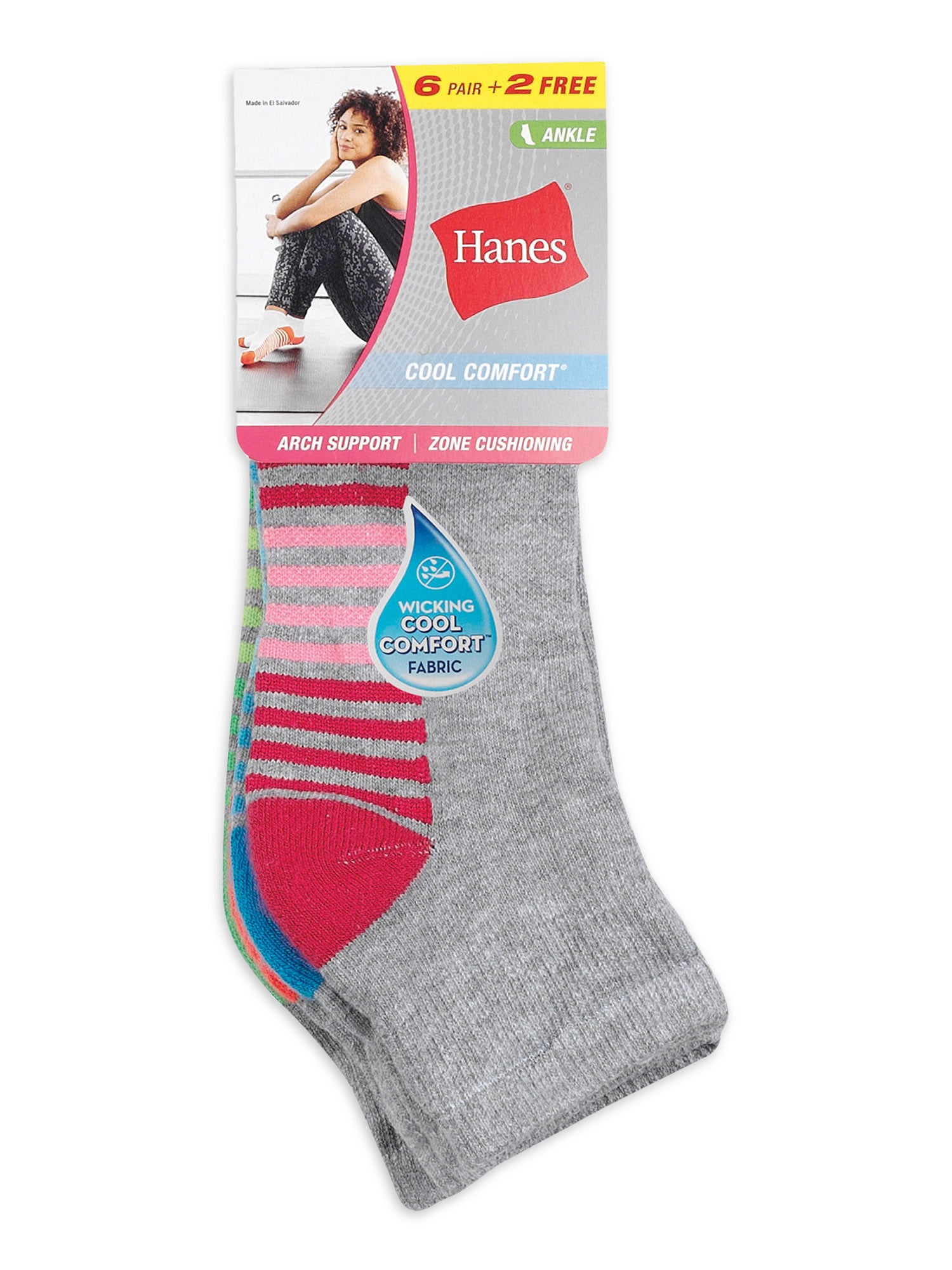Hanes Women's Comfort Fit Ankle 6PK+2