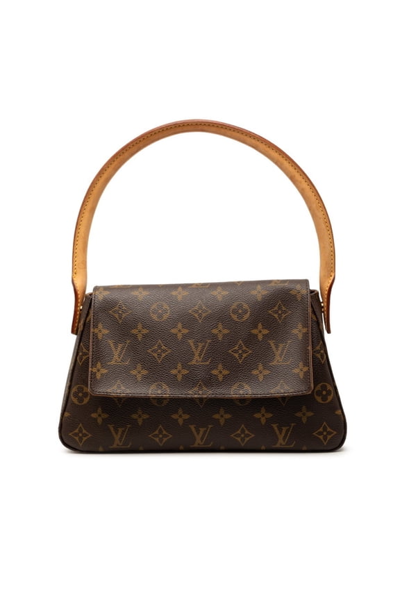 Pre-Owned Louis Vuitton Monogram Mini Looping Shoulder Bag Handbag M51147 Brown Leather Women's...