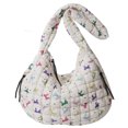 thumbnail image 2 of Crescent Bag Bolso Hombro Acolchado Mujer Bowknot Nylon para El Viajes Compras, 2 of 9