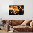 thumbnail image 2 of ZHONGYUTONG Black Music Canvas Wall Art African American Jazz Painting Music Playing Art Musical Instruments Prints Music Themed Men Room Home Decor Framed (12.00" x 18.00"), 2 of 4