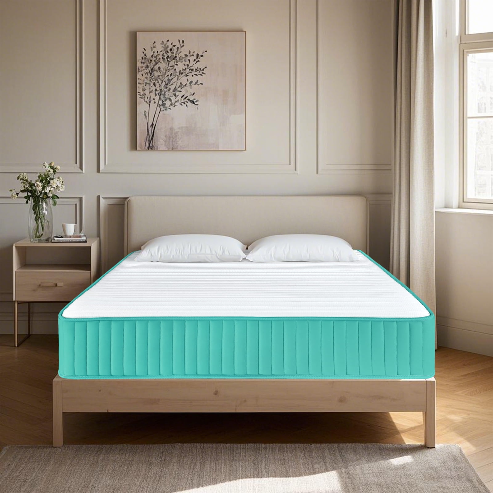 BMMB Full Size Summer Cooling Breathing Mattress, 12'' Medium Firm Comfortable Hybrid Innerspring and Memory Foam Mattress
