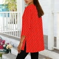 thumbnail image 5 of XPMWRP Women's Polka Dot V Neck Tunic Top 3/4 Sleeve Loose Fit Casual Blouse Flowy Longline Shirt for Daily Wear Red M, 5 of 6