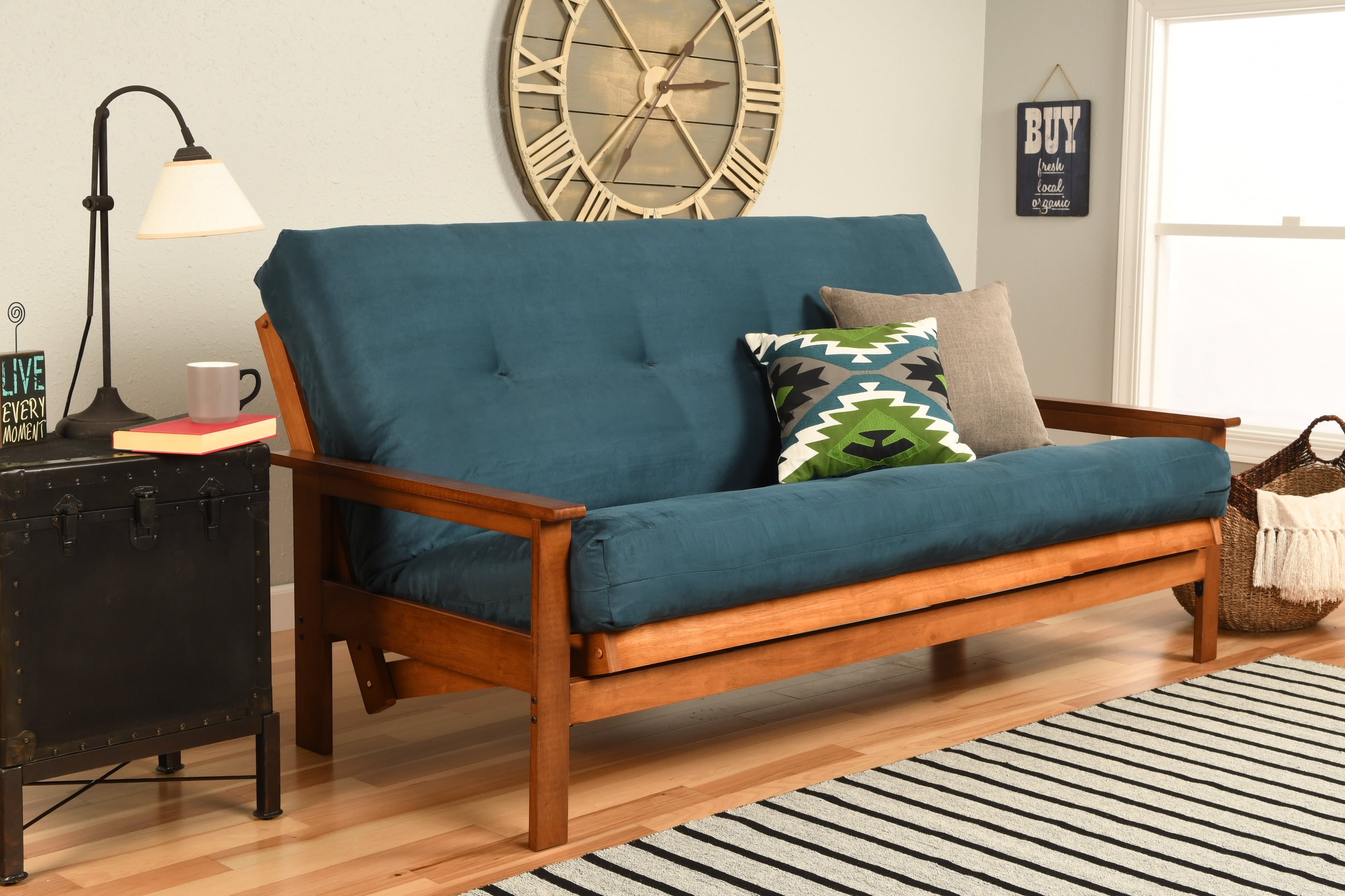 Albany Futon in Barbados Finish, Multiple Suede Colors