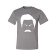 thumbnail image 2 of Wild Bobby, White Parks and Rec Fans Ron Swanson Mustache Face Silhouette, Pop Culture, Men Graphic Tee, Heather Grey, X-Large, 2 of 4