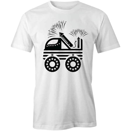 Fireworks Truck T-Shirt | Patriotic American White Tee Gift