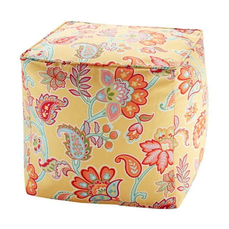 Dana Printed Floral 3M Scotchgard Outdoor Pouf - Yellow Multi