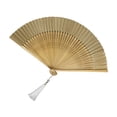 thumbnail image 4 of de mano plegable chino, ventilador de mano Chinoiserie, novedad Oriental, ventilador portátil versátil de seda de bambú, ventilador plegable Marrón, 4 of 9