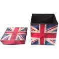 thumbnail image 2 of Footstool with Storage British Flag Pattern Living Room Bedroom Non-woven Fabrics 11.8×11.8×11.8in 1Pcs, 2 of 4