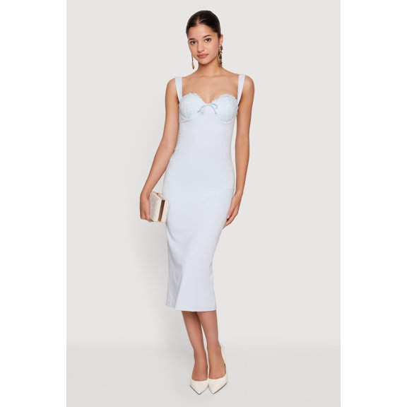 Women's Lace Detail Bustier Midi Dress
