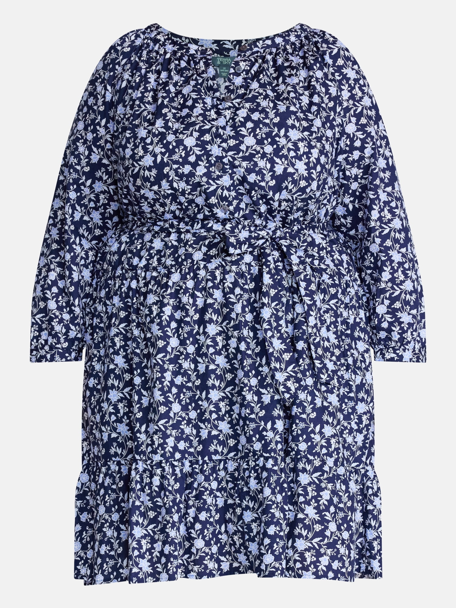 Terra & Sky Women's Plus Size Mini Tiered Shirt Dress, Sizes 0X-4X