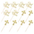 thumbnail image 4 of Topper Cake Birthday Party Bless Pick Toothpick Cross Supplies Baptism Communion First Glitter Appetizer Insert Golden, 4 of 6