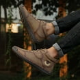 thumbnail image 2 of Xfvqtps Mens Snow Boots Mid Top Lace Up Plush Fleece Line Suede Sole Fashion Retro Comfortable Non Slip Warm Winter Casual Short Leather Shoes, 2 of 8