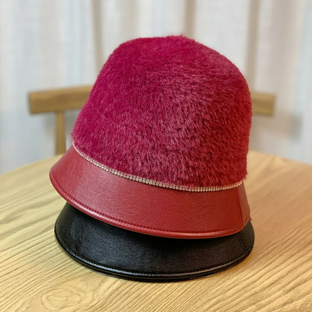 Bangcool Winter Bucket Hat Vintage Warm Thick Fashion Bucket Cap Fisherman  Hat for Women