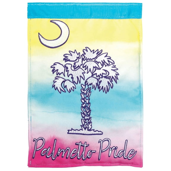 Magnolia Gardens M011344 13 x 18 in. Double Applique Palmentto Pride Polyester & Print Garden Flag