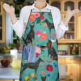 thumbnail image 6 of Doberman Dog Pattern with Pioneer Flower Apron-Garden Aprons for Women with Pockets-Cotton Linen Waterproof Kitchen Cooking Gardening Aprons Adjustable for Kitchen,Cooking,BBQ and Salon 33x27 Inch, 6 of 7