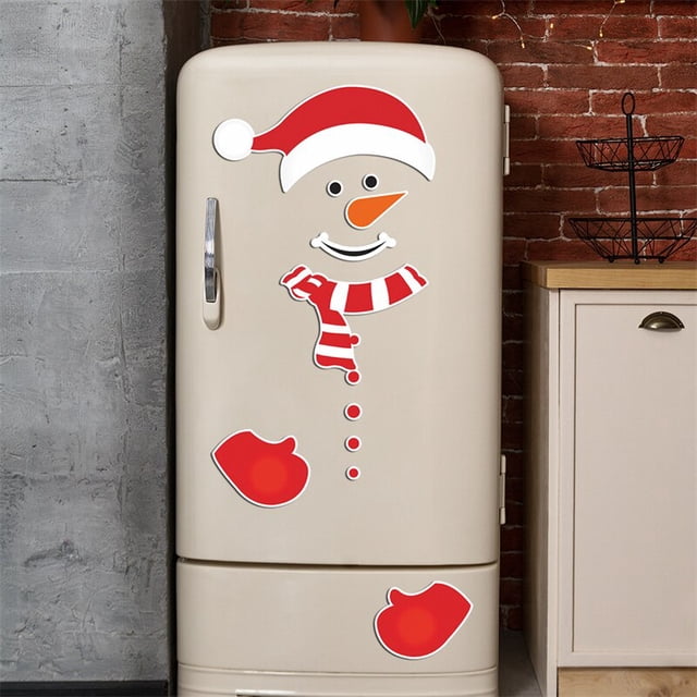 Creative Children's Cartoon Magnet Fridge Sticker Christmas Snowman Face Kitchen Fridge Wall Stickers For Home Office Decoration6Australia He Qiyong unisex