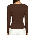 thumbnail image 6 of SuTry Womens Scoop Neck Top Long Sleeve Ribbed Knit Slim Fit Stretch Fabric Basic Tee Shirt Casual Everyday Wardrobe Staple, 6 of 7