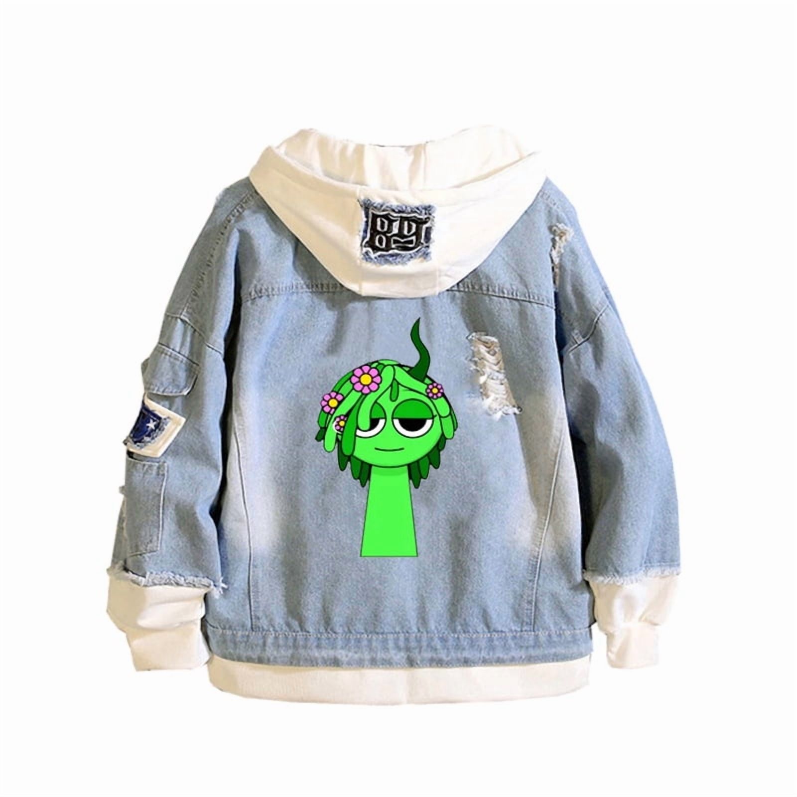 Sprunki Jacket Kawaii Sprunki Couple Cartoon Denim Jacket Loose Fit Casual Coats ...