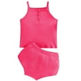 thumbnail image 1 of WEIYLL Pajama Set For Girls Newborn Infant Baby Suspenders Solid Crop Tops Short Hot Pink Outfit Suits Size 110, 1 of 9