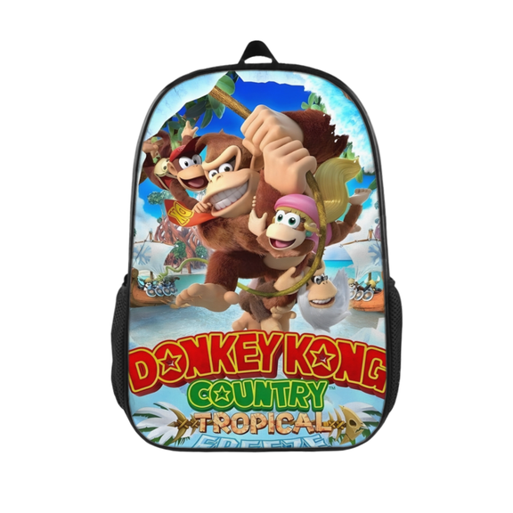 FSMYJJZY Durable Polyester Backpack, Donkey Kong Print Backpack with Adjustable Padded Straps and Side Storage Pockets