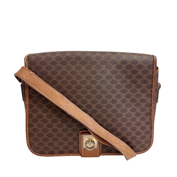 Pre-Owned CELINE Macadam Shoulder Bag, Brown