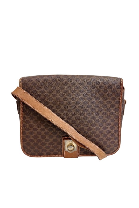 Pre-Owned CELINE Macadam Shoulder Bag, Brown