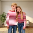 thumbnail image 3 of UQJfacai Girls Striped Long Sleeve T Shirts Kids Summer Oversized Tops Color Block Cute Casual Crewneck Tees 3-14 Years, 3 of 9