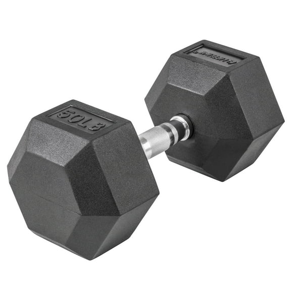 Lifeline Fitness Premium Rubber Hex Dumbbell, Single, 50 lbs