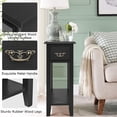 thumbnail image 4 of Favory Narrow End Table, Slim Side Table with Drawer and Open Shelf, Small End Tables for Small Spaces, Narrow Nightstand Bedside Table for Living Room Bedroom, 9.8 x 23.6 x 23.6 inches (1, Black), 4 of 9