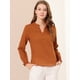 thumbnail image 3 of Blusa con cuello en V Allegra K con volantes y puntos suizos ahuecados para mujer Marrón M, 3 of 6
