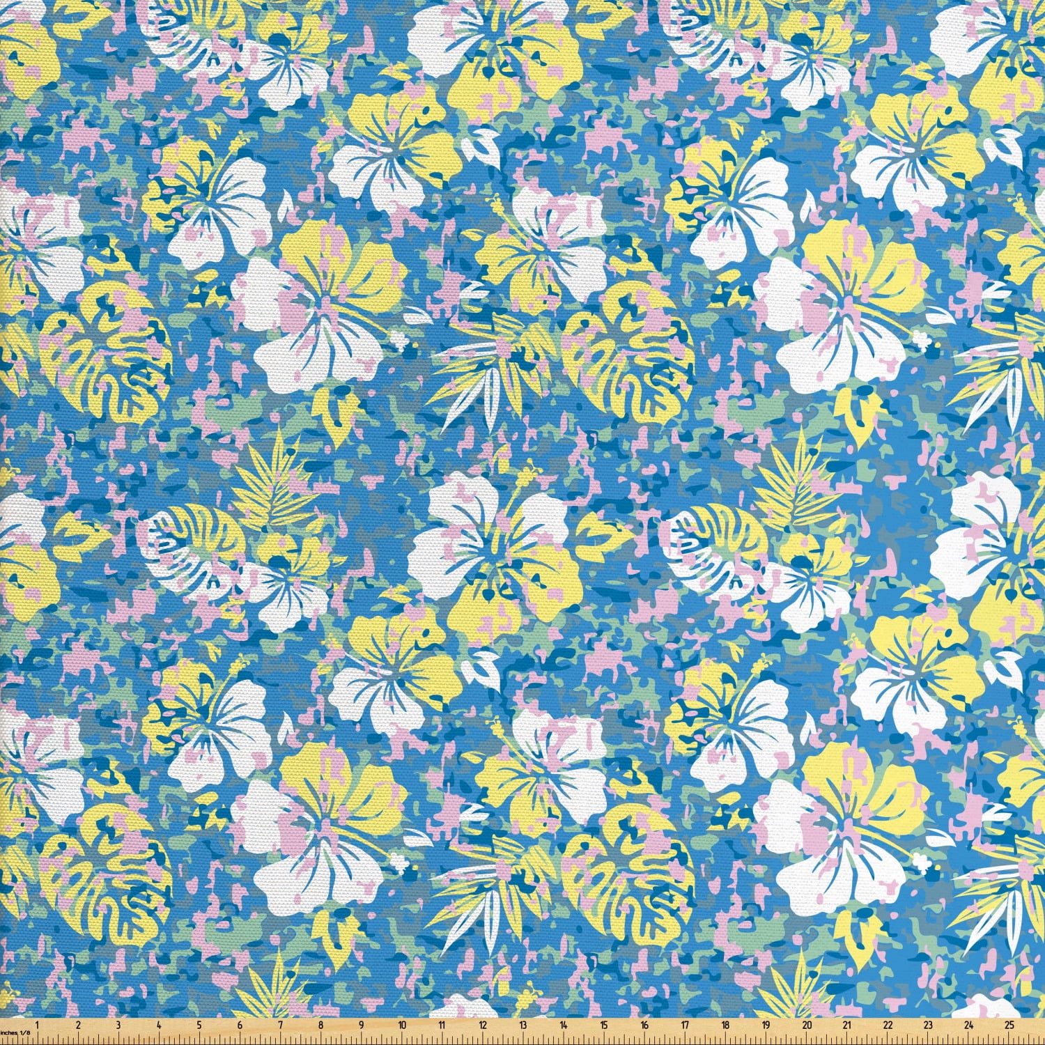 Camouflage Fabric by The Yard, Hawaiian Pattern Exotic Tropical