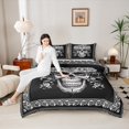 thumbnail image 4 of Homewish Gothic Skeleton Ekull Full Size Comforter Sets,Retro Flower Floral Bedding Comforter Set,Victorian Print Bedding Sets For Kids,Super Cozy Room Decor Reversible,3 Pieces, 4 of 8
