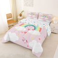 thumbnail image 3 of Manfei Cute Unicorn Rainbow Full Size Comforter Sets, Love Heart Cloud Bedding Comforter Set, Pink, Stars Reversible, 3-Piece, 1 Comforter and 2 Pillowcases, 3 of 7