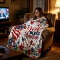 thumbnail image 5 of Twfbrm 4th of July Patriotic Throw Blanket, American Flag and Flowers Pattern Flannel Blankets, Soft and Lightweight Independence Day Decorative Blankets for Couch, Sofa, Bed, Car, Chair, 5 of 9