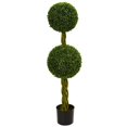 thumbnail image 1 of Nearly Natural 5521 4 ft. Boxwood Double Ball Artificial Topiary Tree with Woven Trunk UV Resistant, 1 of 4