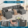 thumbnail image 6 of Weture Sectional Sleepe Sofa, 2 in 1 Pullout Couch Bed with Storage Chaise and Side Pocket, DarkGray, 6 of 7