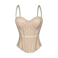 thumbnail image 1 of Corset Tops for Women Going Out Bustier Top Sleeveless Adjustable Straps Tops with Back Hooks Skin Color L, 1 of 9