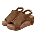 thumbnail image 5 of Gvdentm Womens Wedge Sandals with Strap for Dressy Ladies Sandals Casual Wedge Shoes Brown,7, 5 of 8