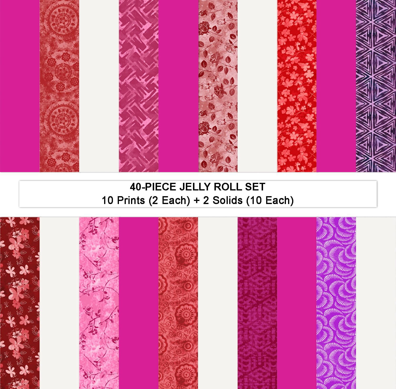 Soimoi Jelly Roll 40 Strip Assorted Bundle, Fabric Strips for Quilting, Crafting, and Sewing, 100% Cotton Fabric Jelly Roll Bundle For Scrapbooking, Precut Quilt Project, DIY Crafts- Batik Bloom