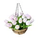 thumbnail image 4 of Cesta colgante con flores artificiales, plantas colgantes artificiales, maceta decorativa versátil y romántica con cadena para patio o terraza., 4 of 8