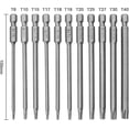 thumbnail image 2 of 11pcs Torx Screwdriver Set T6-t40 Long Torx Bit Set 100mm Hex Shank, 1/4" Magnetic Star Head Hex, 2 of 5