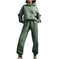 thumbnail image 2 of PVCS Women Casual Solid Color Two Piece Long Pants Hooded Pullover Long Sleeve Sweatshirts Sets, 2 of 8